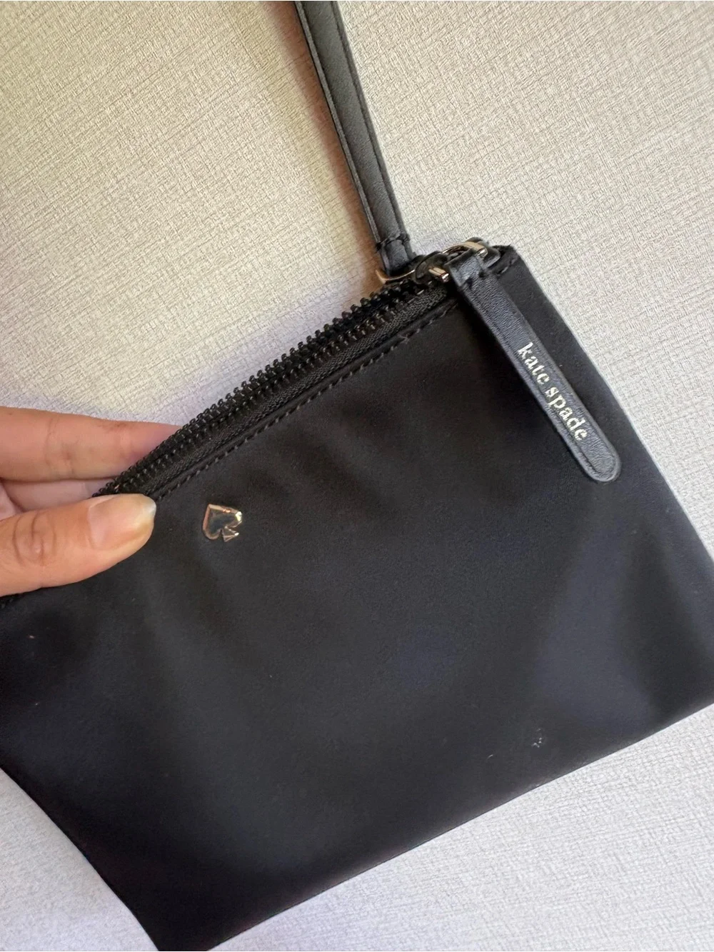 kate spade Black Nylon Wristlet Pouch with Logo Tab - Picture 2 of 5
